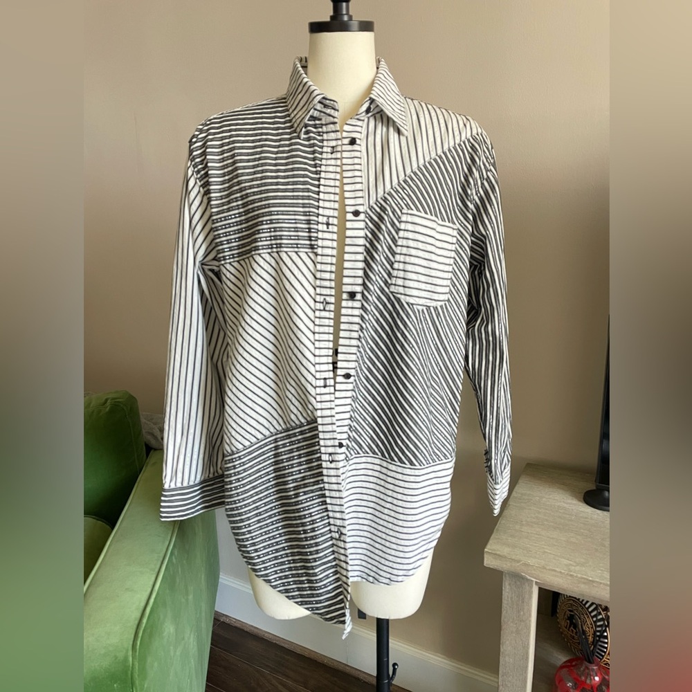 NWOT Solid & Striped Grey Tone button down shirt, size Small